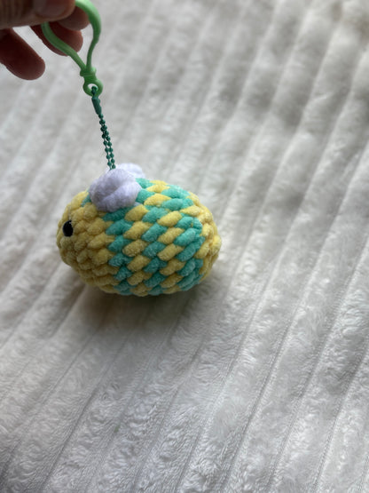 Mini Bee Keychain (yellow & mint)