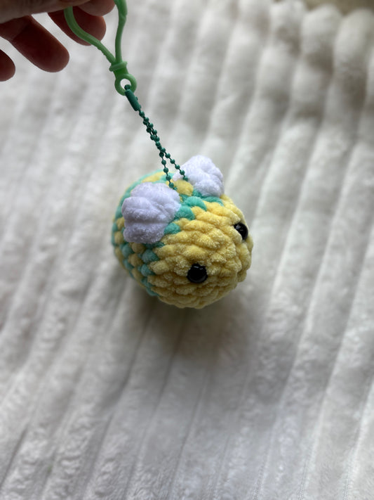 Mini Bee Keychain (yellow & mint)
